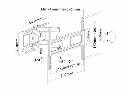 MEDIUM Prémium Fali Dönthetõ Forgatható tartó  70" - Image 2