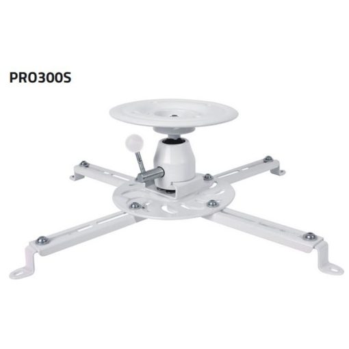 Sunne PRO300S univerzális mennyezeti projektor konzol fehér színben, 360° forgatással és ±20° döntési lehetőséggel.