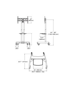 Alternative view of North Bayou AVA1500-60-1P univerzális kijelző állvány